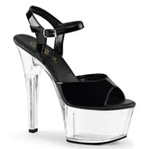 Pleaser ASPIRE-609 Black Ankle Strap Sandals With Clear Platform - Shoecup.com - 1